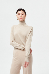 女子カシミアタートルネック長袖プルオーバー