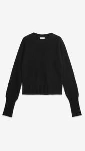 ファッションデザインブラックカシミアクルーネックセーター