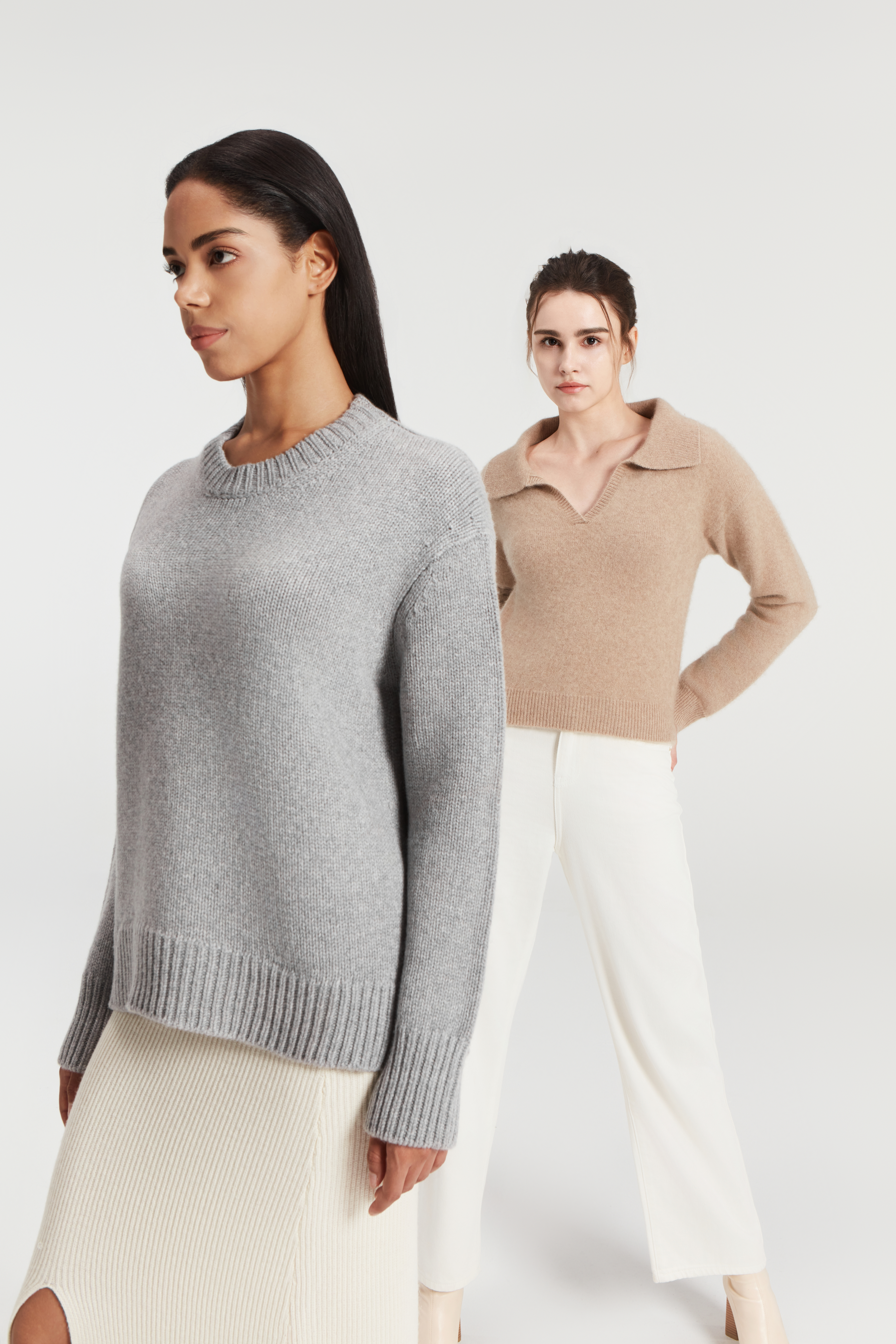 レディースグレーニットプルオーバー