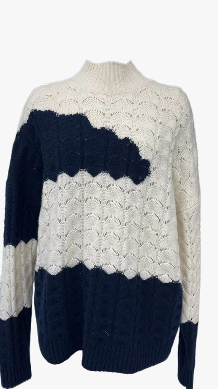 白黒カシミアニットセーター