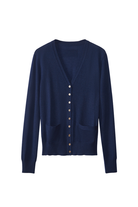 クラシックネイビーカシミアカーディガン