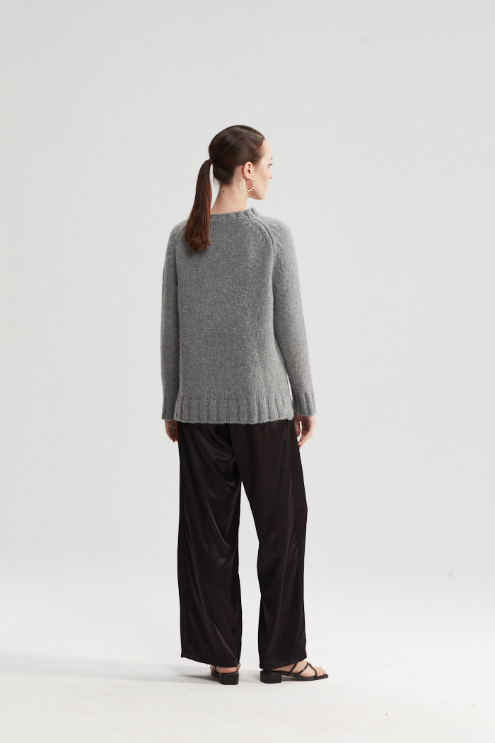 グレーニットロングスリーブカーディガン