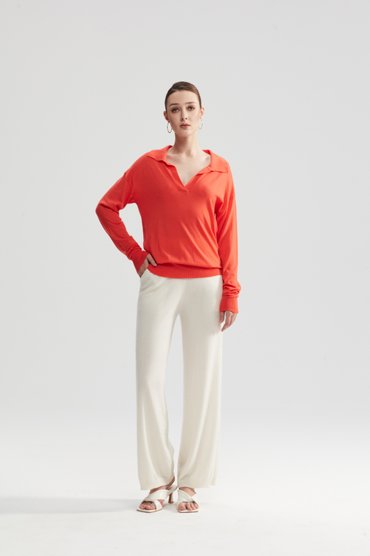 レディースウールオープンネックプルオーバー