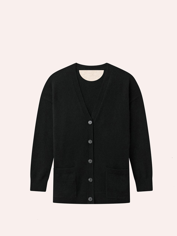 ナチュラルシェルボタン付きメンズピュアカシミア12ゲージキャディガン