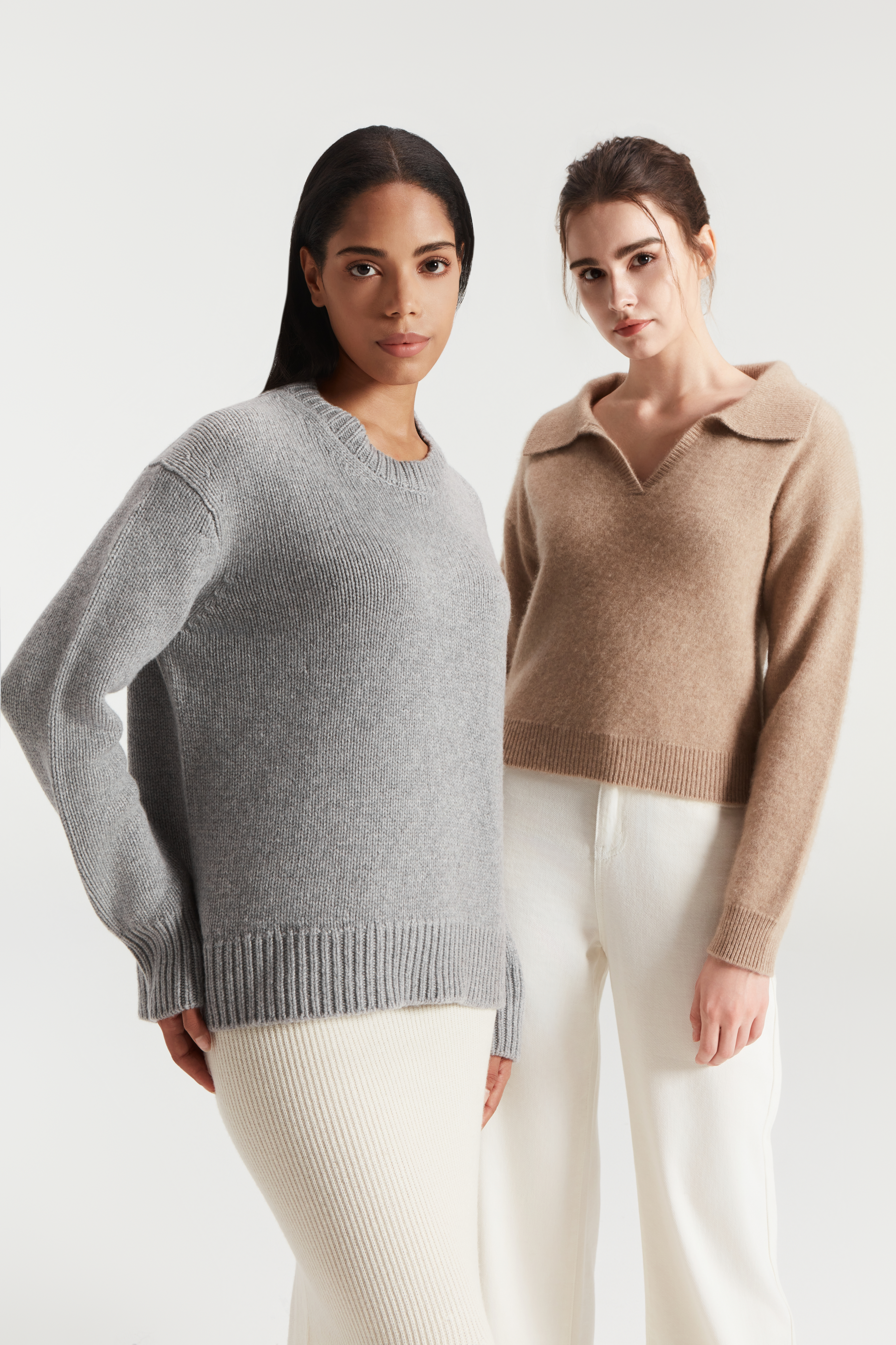 レディースグレーニットプルオーバー