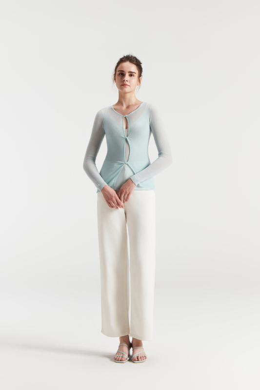 タイトニット薄藍新しいデザインプルオーバー