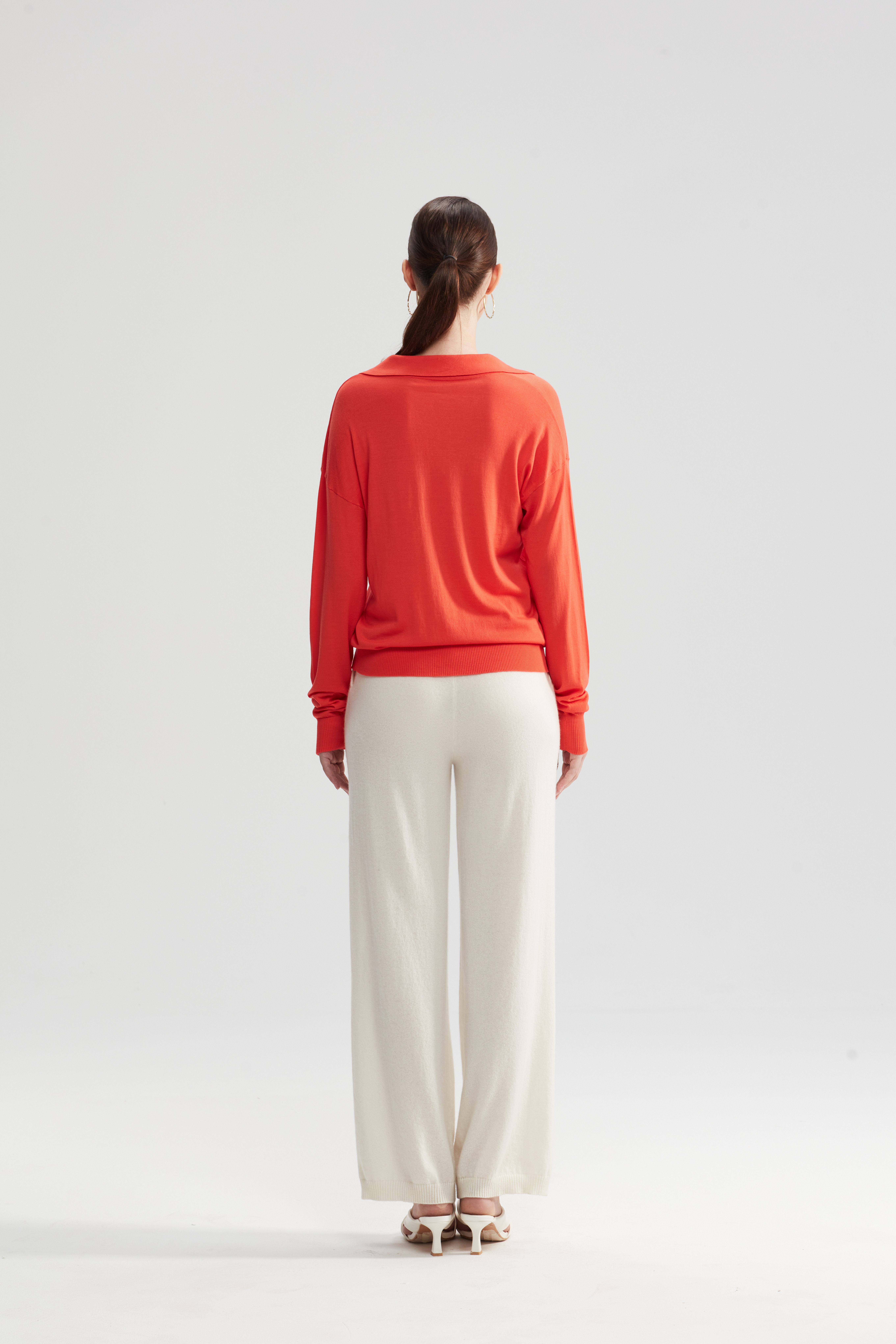 レディースウールオープンネックプルオーバー