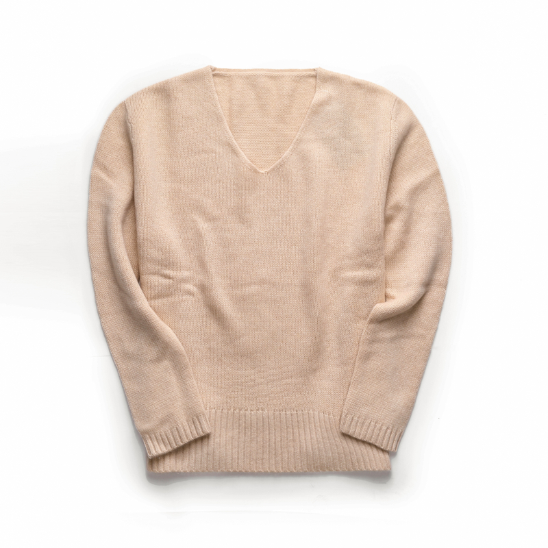 カシミアVネックチャンキーセーター