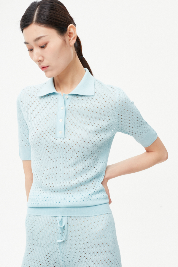 レディースウールのポーテルポロTシャツ