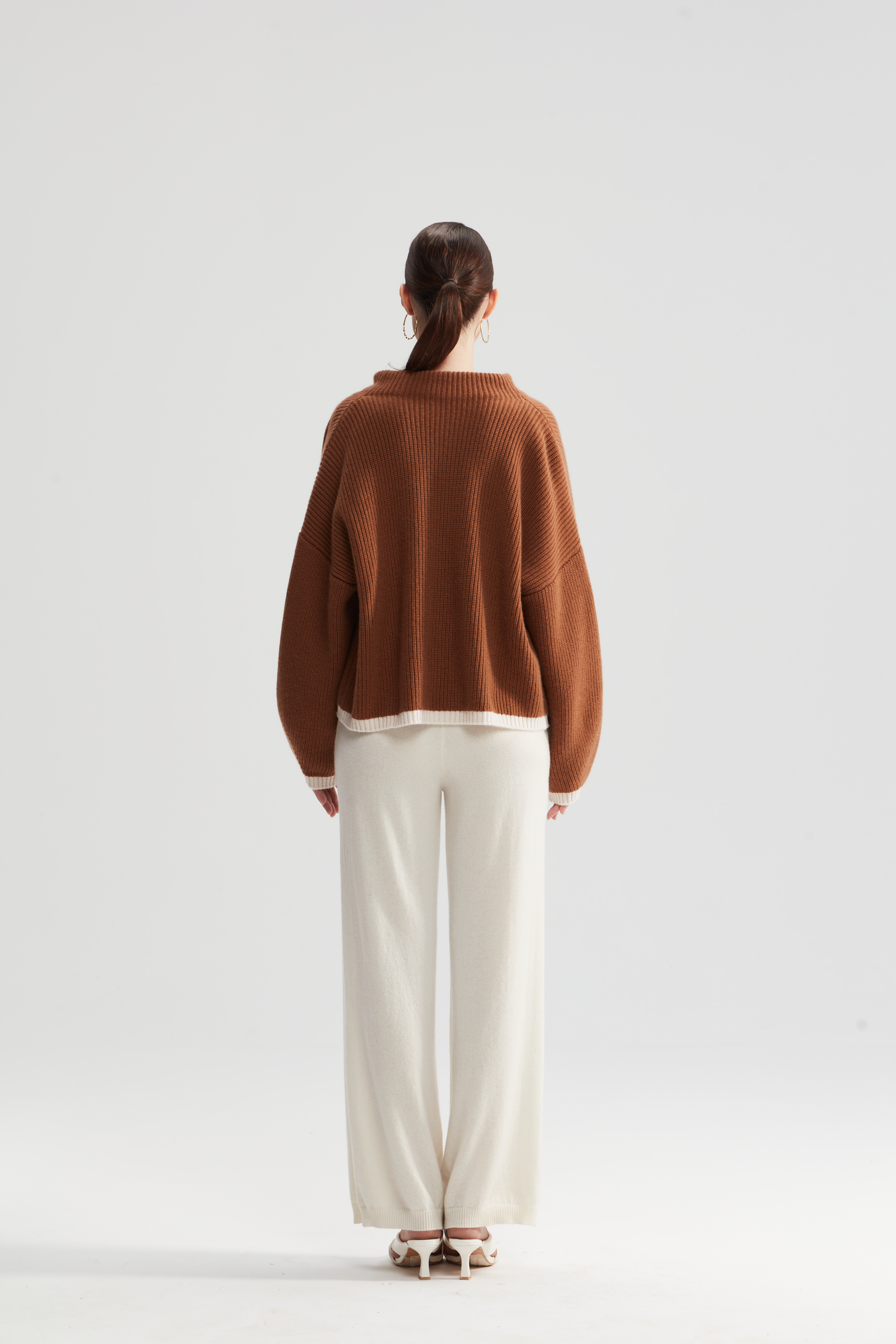 Turtleneck Pure Cashmere Ribbed Cardigan