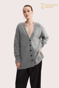 エッセンシャル グレー ニット 長袖 カシミア カーディガン |卸売OEM/ODMメーカー